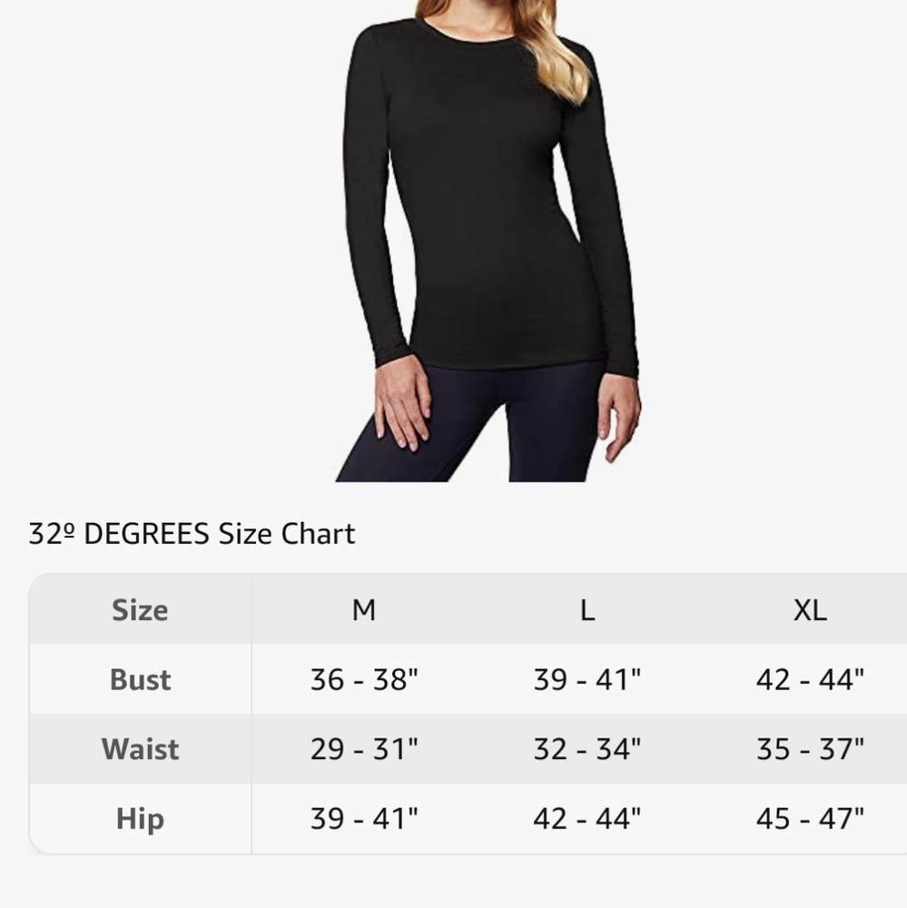 NWT 32 Degrees Thermal Heat Womens Top XL Black - Picture 3 of 5